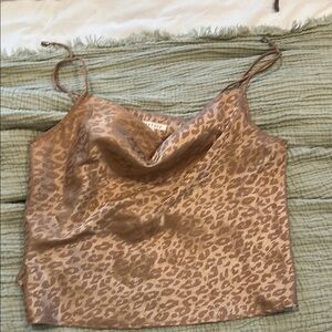Leopard Print Satin Cami Top